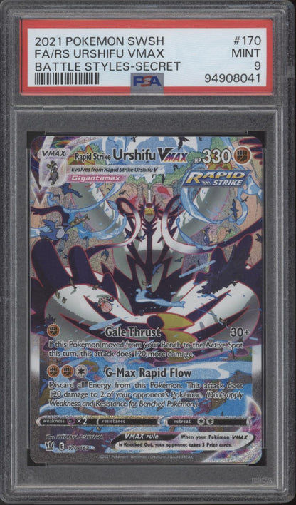 Rapid Strike Urshifu VMAX Pokemon Battle Styles Full Art Secret #170 PSA 9