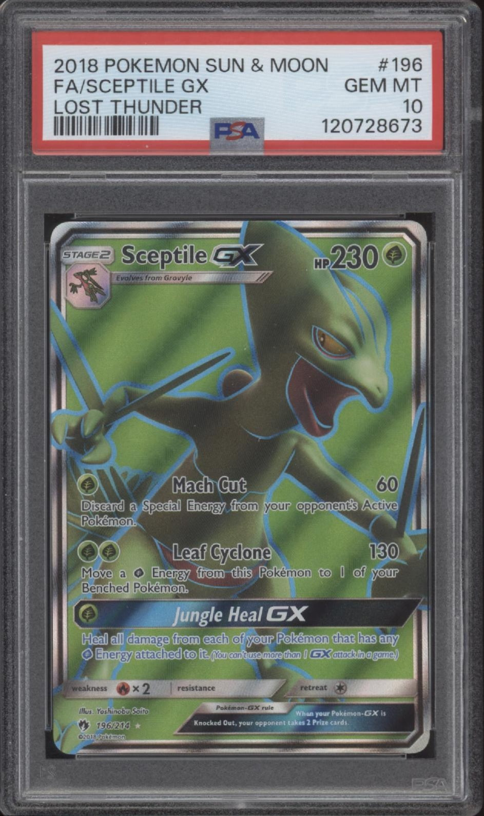 Sceptile GX Pokemon Lost Thunder Full Art #196 PSA 10