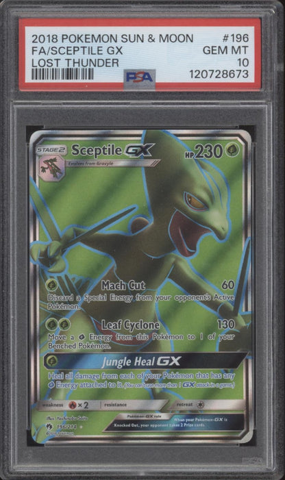 Sceptile GX Pokemon Lost Thunder Full Art #196 PSA 10