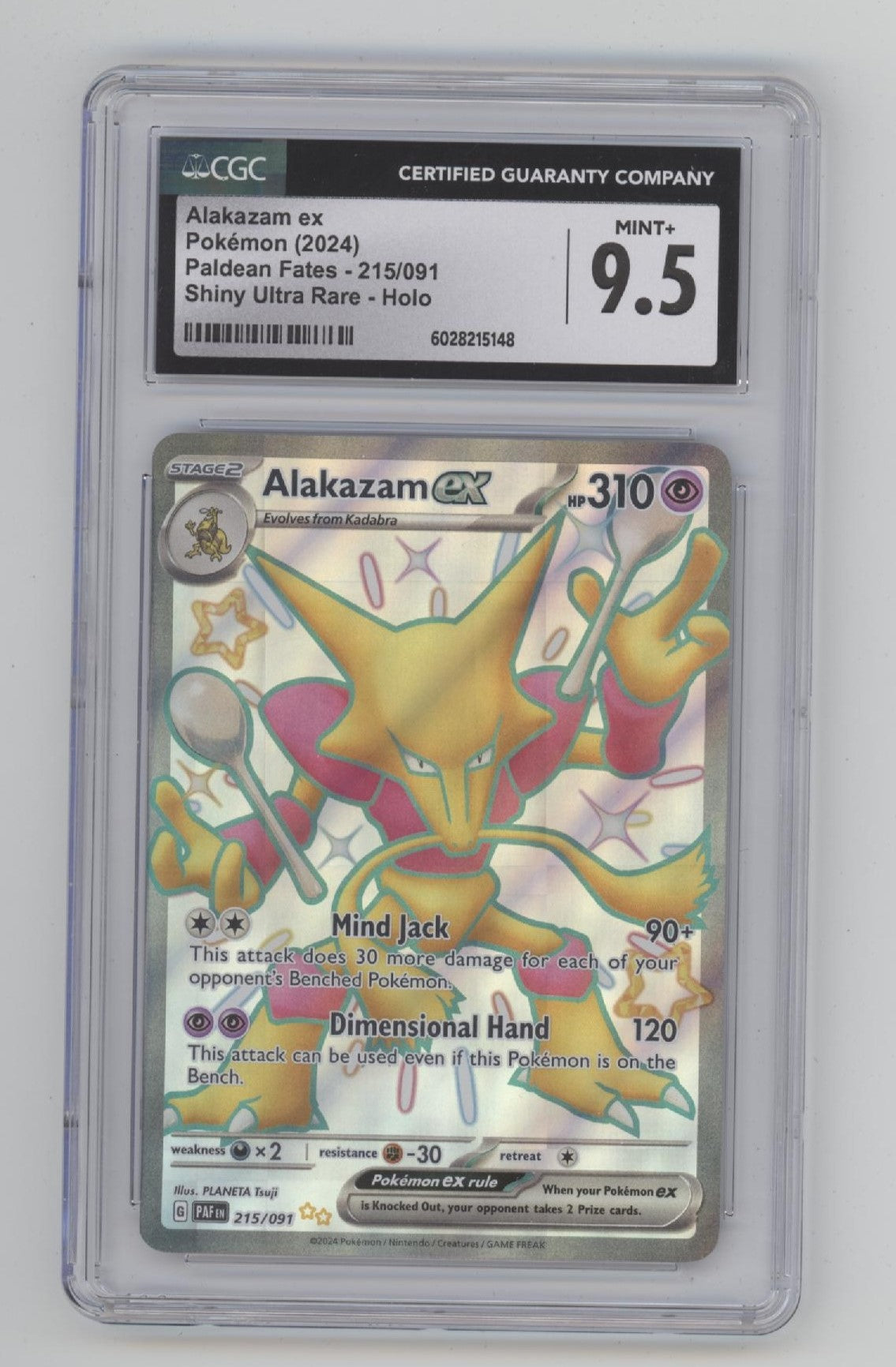 Alakazam ex Pokemon Paldean Fates Shiny Ultra Rare #215 CGC 9.5
