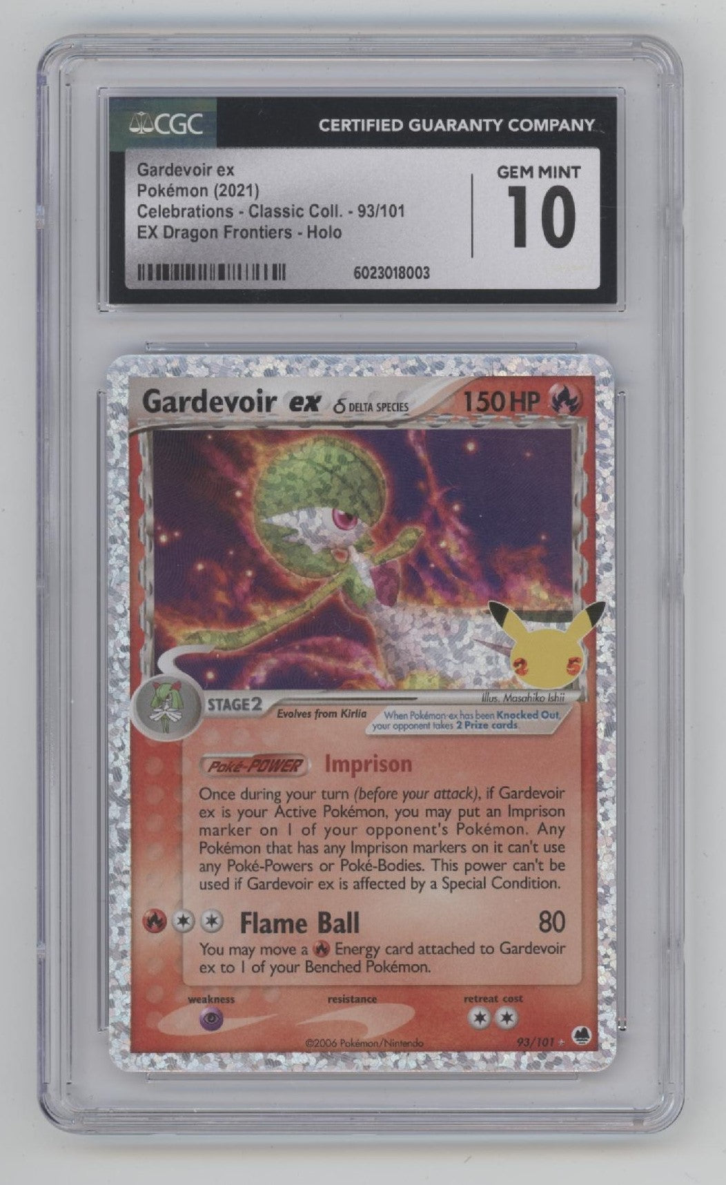 Gardevoir ex Pokemon Celebrations Classic Coll EX Dragon Frontiers Holo CGC 10