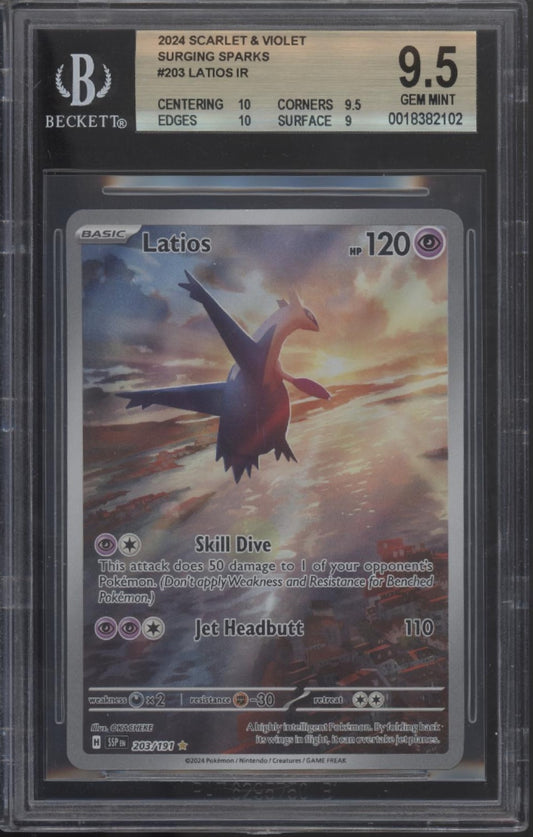 Latios Pokemon Surging Sparks #203 Beckett 9.5