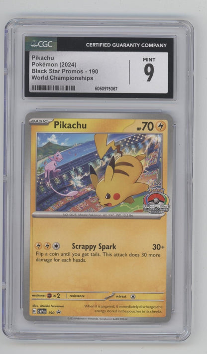 Pikachu Pokemon Scarlet & Violet Promo World Champions #190 CGC 9 #2