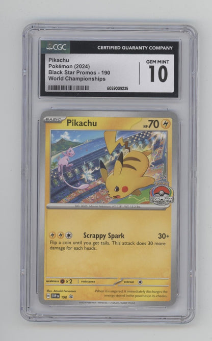 Pikachu Pokemon Scarlet & Violet Promo World Champions #190 CGC 10 #3
