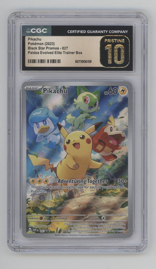 Pikachu Pokemon Paldea Evolved ETB Black Start Promo #027 CGC 10 Pristine