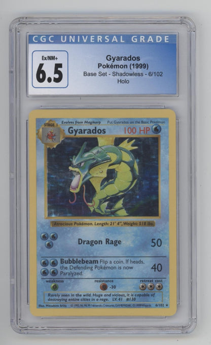 Gyarados Pokemon Base Set Holo Shadowless #6 CGC 6.5