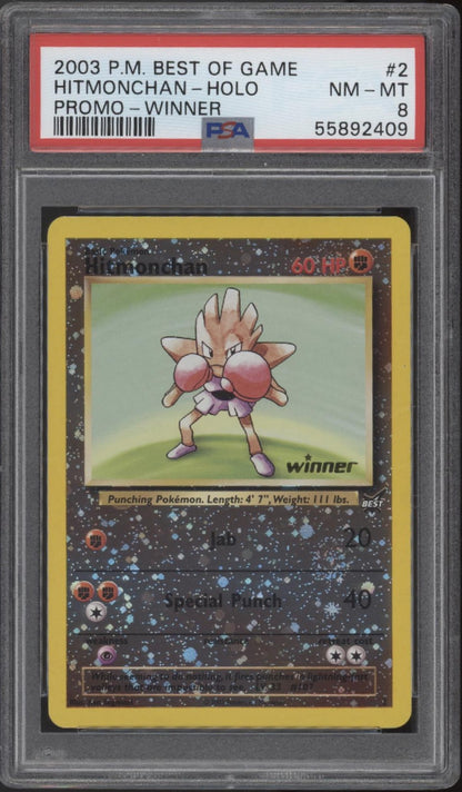 Hitmonchan Pokemon Best of Game Promo Winner Reverse Foil #2 PSA 8 #2
