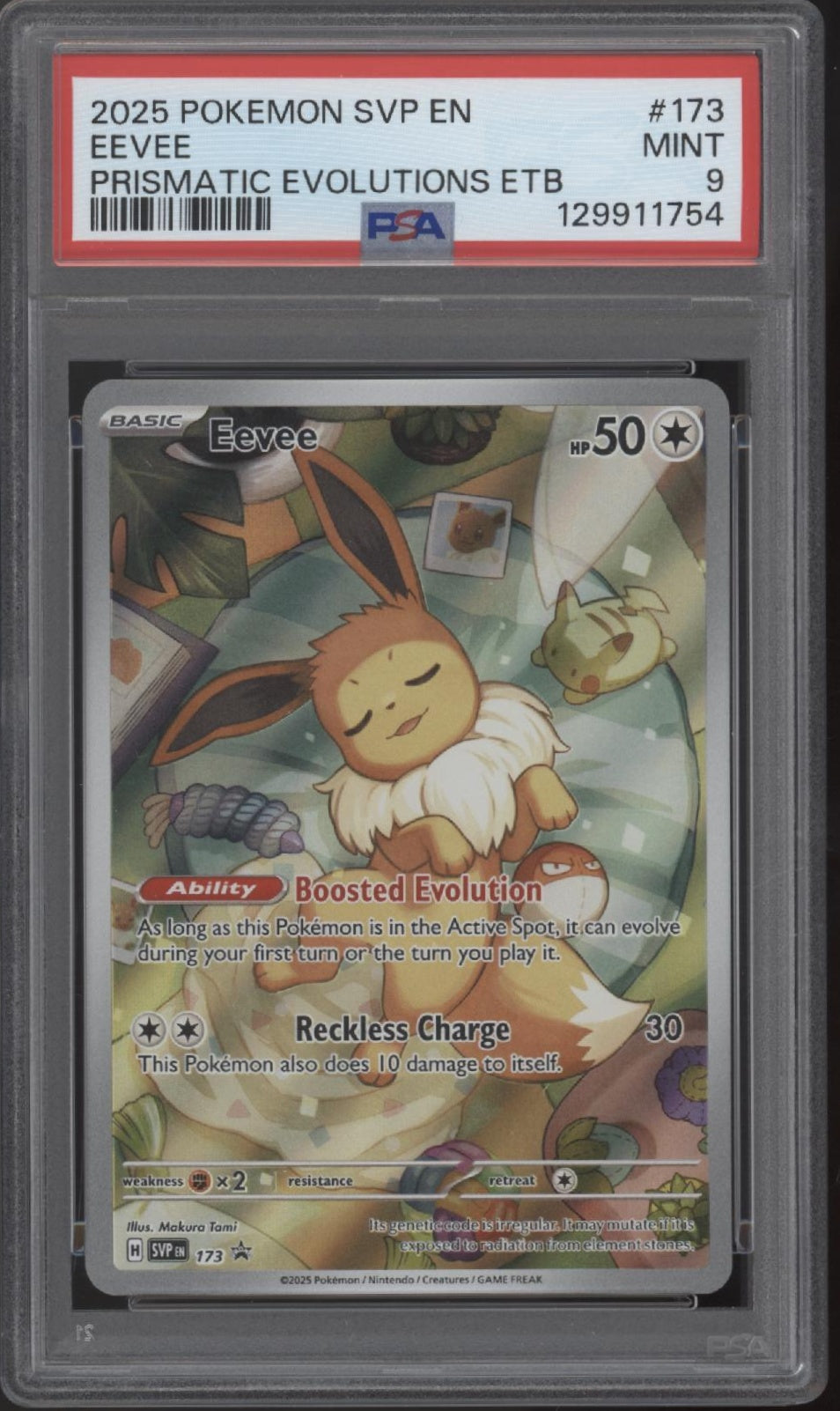 Eevee Pokemon Prismatic Evolutions Elite Trainer Box #173 PSA 9 #2
