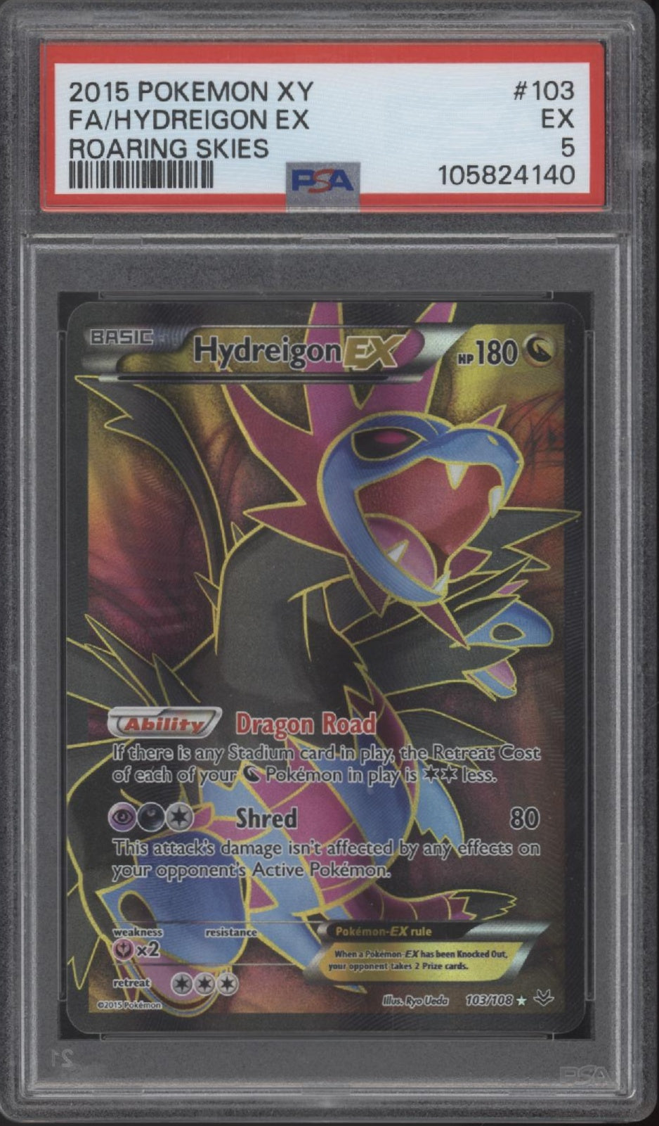 Hydreigon ex Pokemon Roaring Skies Full Art #103 PSA 5