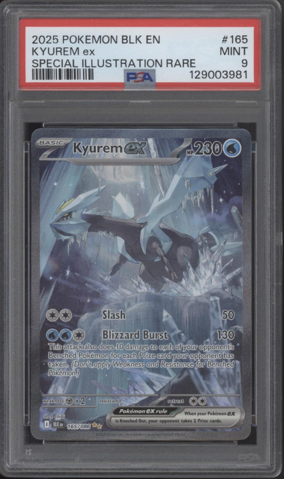 Kyurem ex Pokemon Black Bolt Special Illustration Rare #165 PSA 9