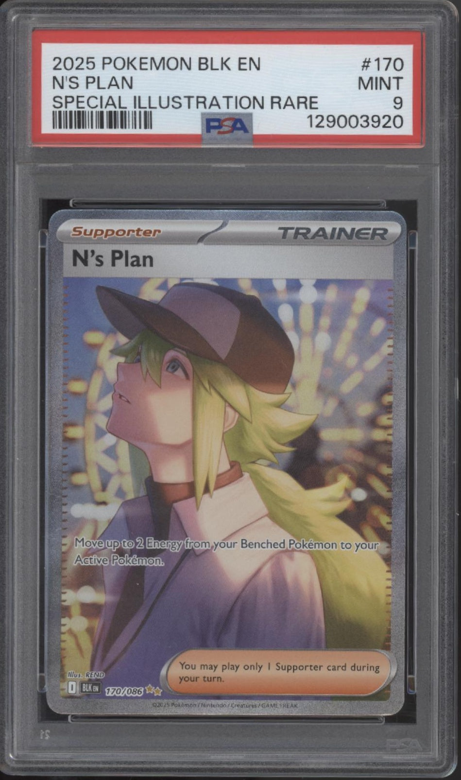 N's Plan Pokemon Black Bolt Special Illustration Rare #170 PSA 9