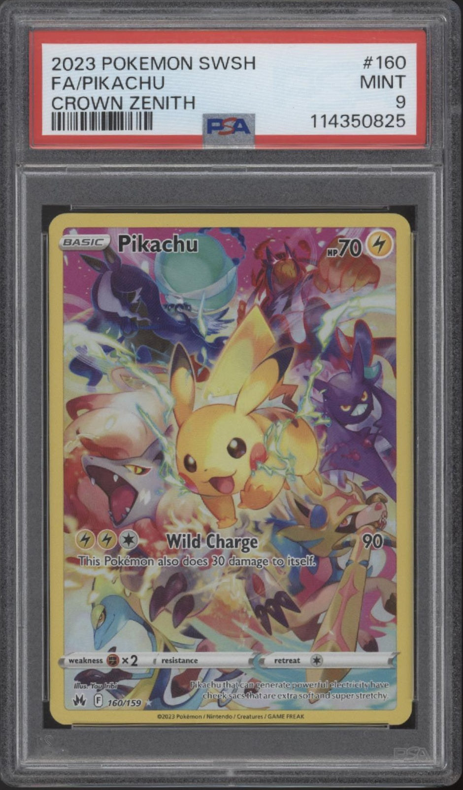 Pikachu Pokemon Crown Zenith Full Art #160 PSA 9 #1