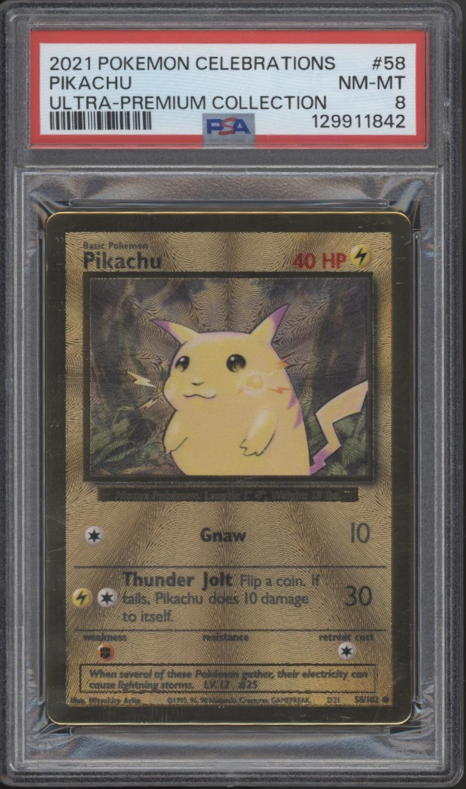 Pikachu Pokemon Celebrations Ultra Premium Collection Metal Card #58 PSA 8