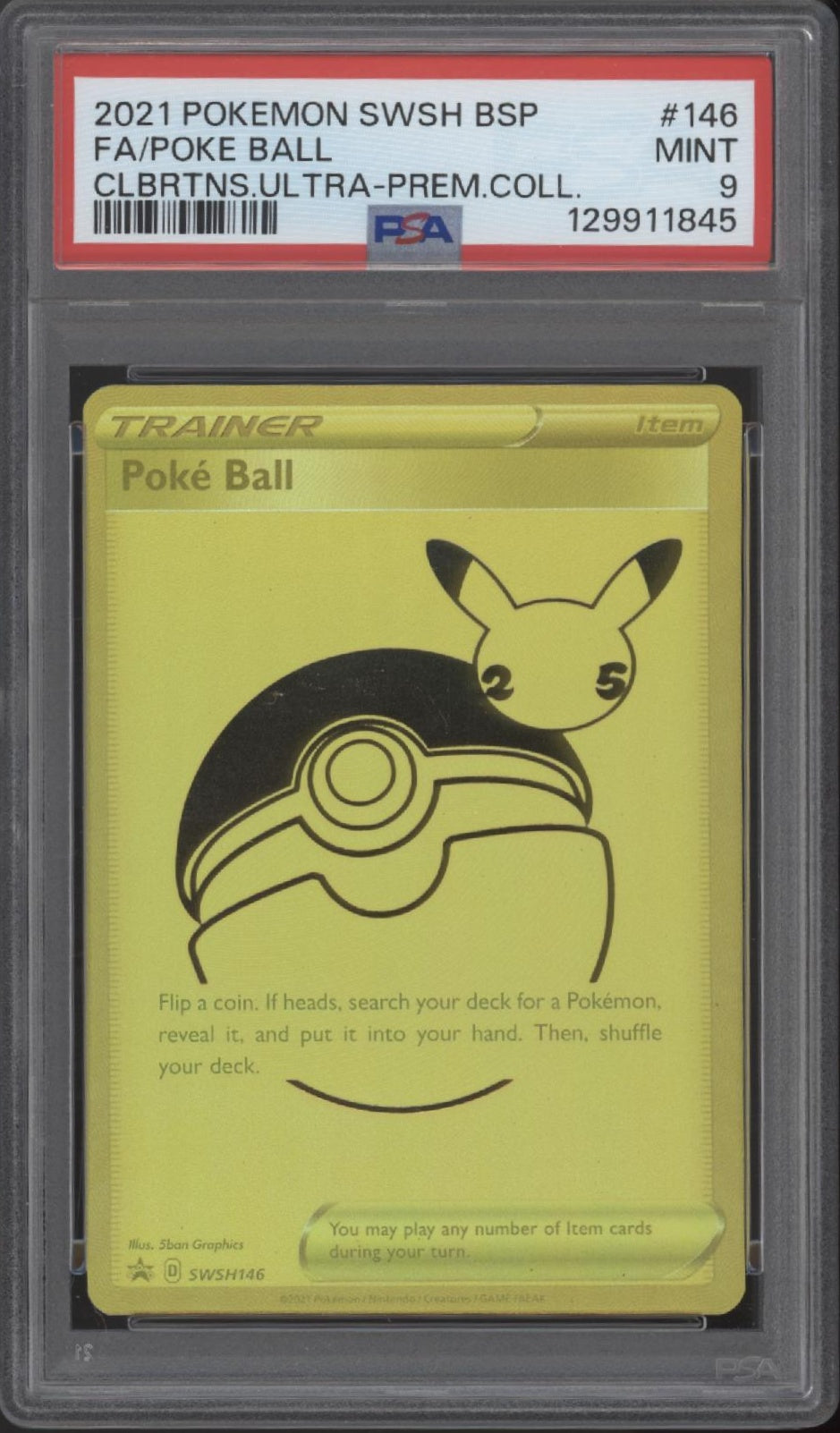 Pokeball Pokemon Celebrations Ultra Premium Collection Full Art #146 PSA 9
