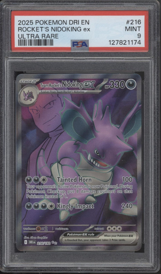 Rocket's Nidoking ex Pokemon Destined Rivals Ultra Rare #216 PSA 9