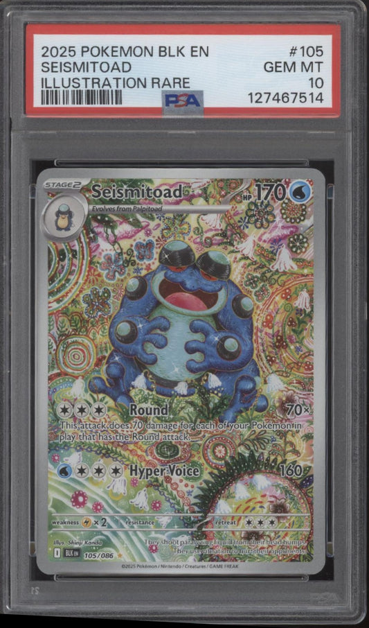 Seismitoad Pokemon Black Bolt Illustration Rare #105 PSA 10