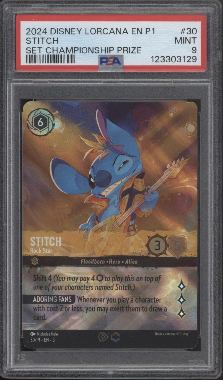Stitch Rock Star Disney Lorcana Promo Set Championship Prize #30 PSA 9