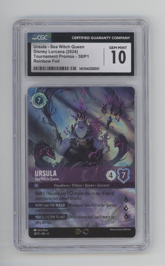 Ursula Sea Witch Queen Disney Lorcana Tournament Promos Rainbow Foil CGC 10