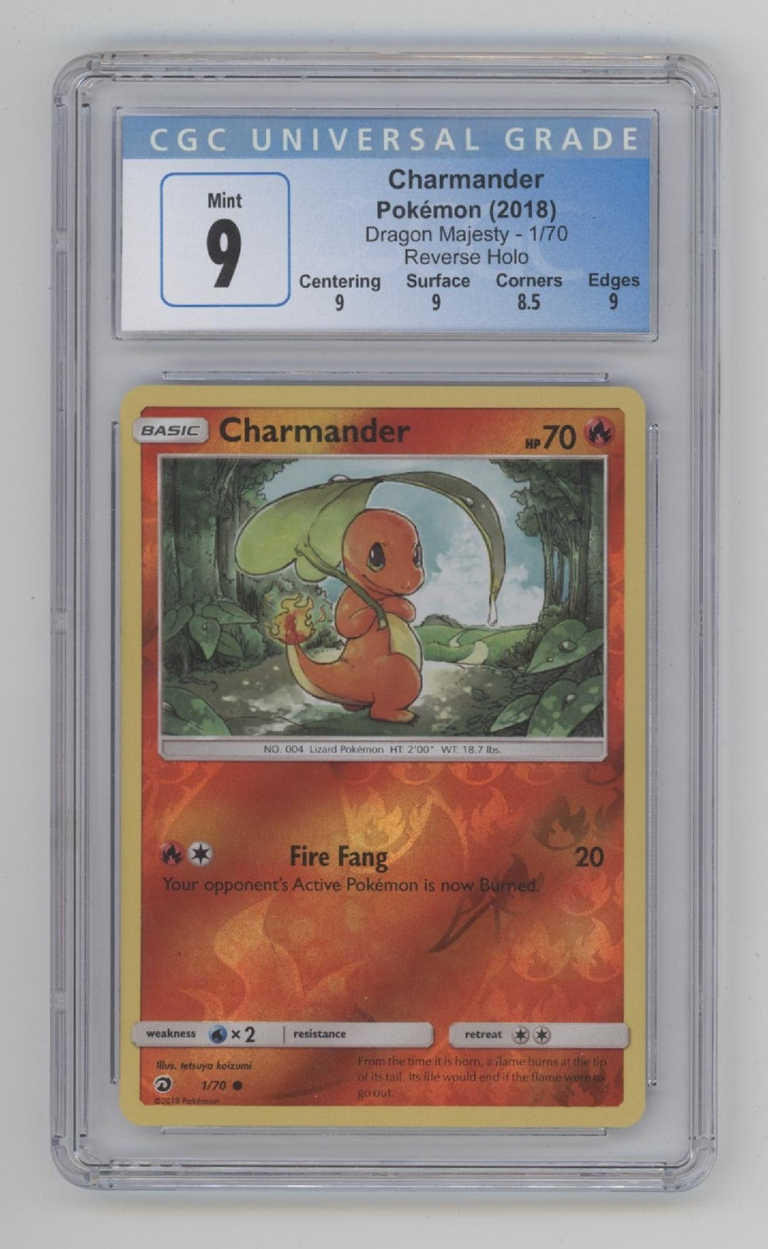 Charmander Pokemon Dragon Majesty Reverse Holo #1 CGC 9