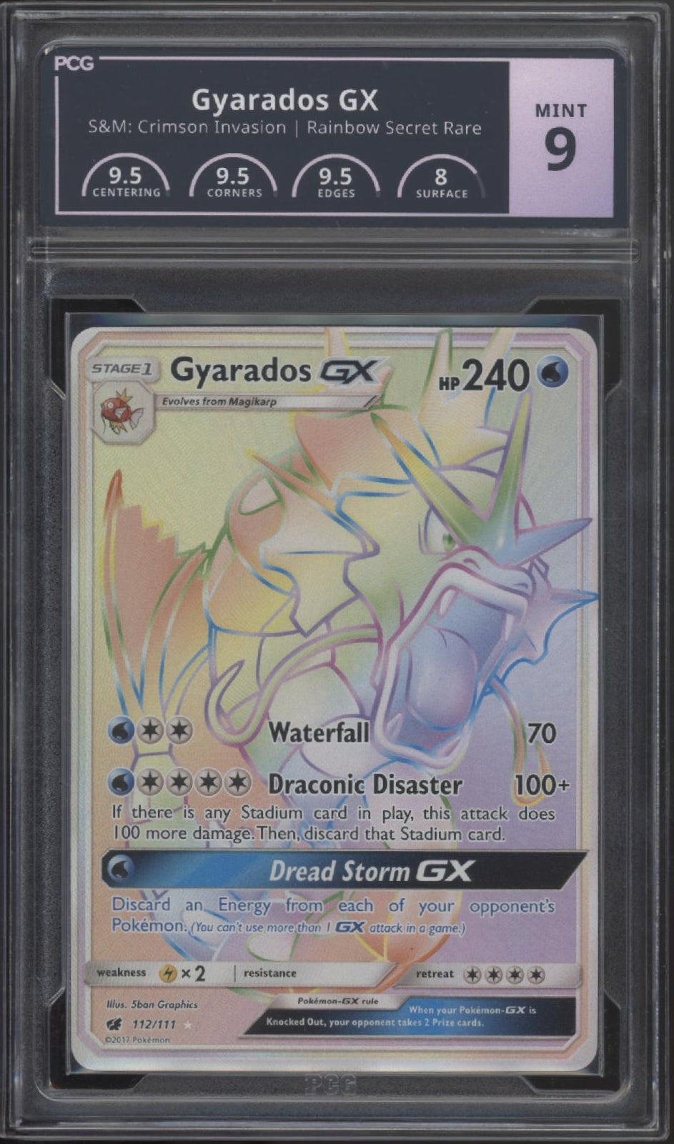 Gyarados GX Pokemon Crimson Invasion Rainbow Secret Rare #112 PCG 9