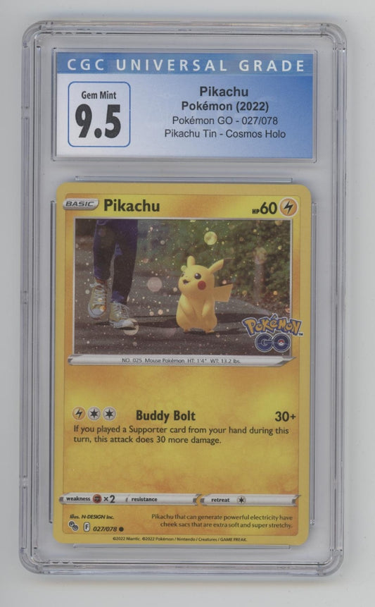 Pikachu Pokemon GO Pikachu Tin Cosmos Holo #027 CGC 9.5