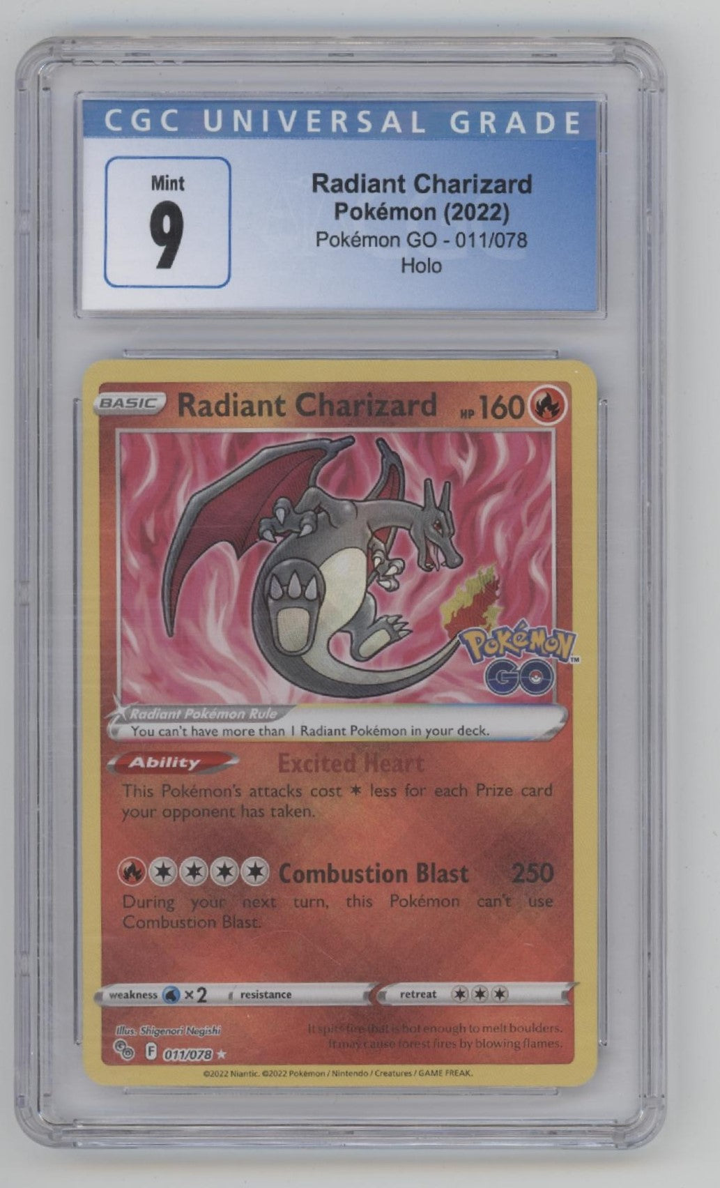 Radiant Charizard Pokemon GO Holo #011 CGC 9