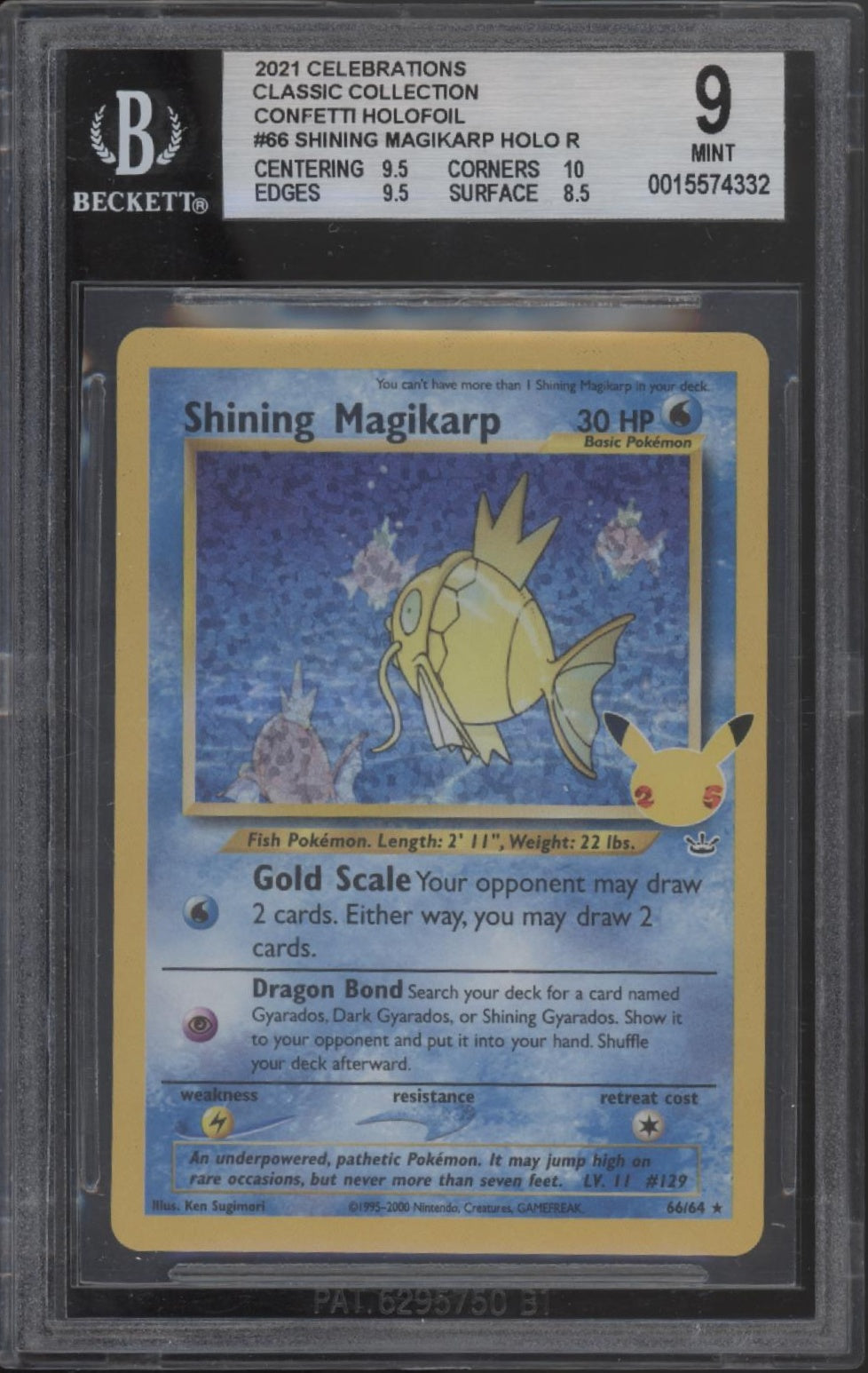 Shining Magikarp Pokemon Celebrations Classic Collection Confetti Holo Beckett 9