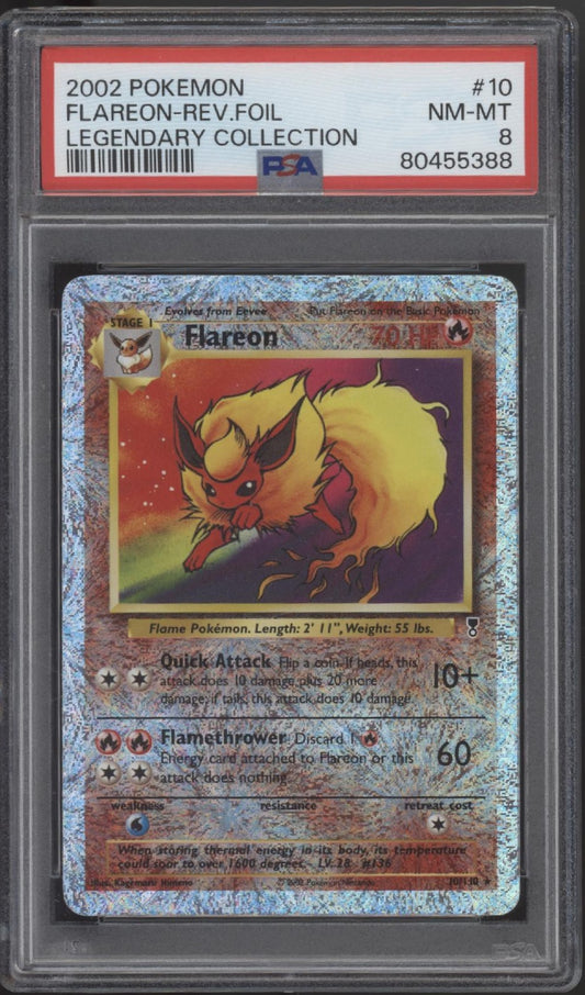 Flareon Pokemon Legendary Collection Reverse Foil #10 PSA 8