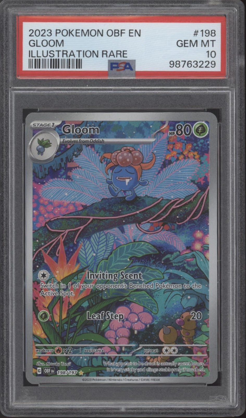 Gloom Pokemon Obsidian Flames Illustration Rare #198 PSA 10