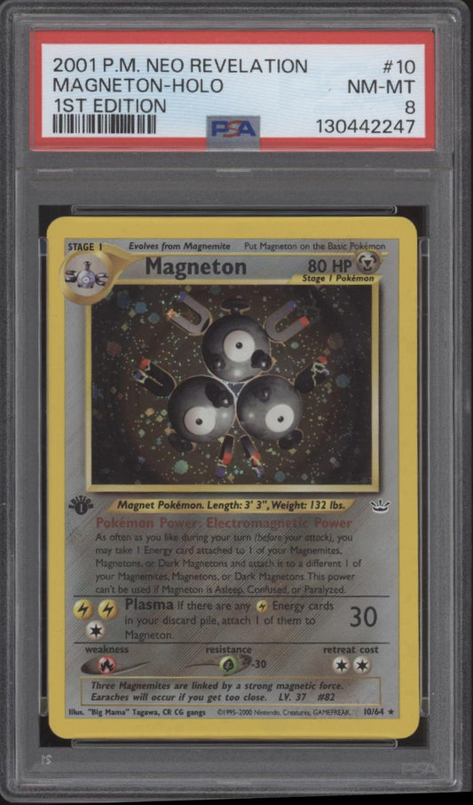 Magneton Pokemon Neo Revelation Holo 1st Edition #10 PSA 8