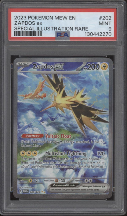 Zapdos ex Pokemon 151 Special Illustration Rare #202 PSA 9