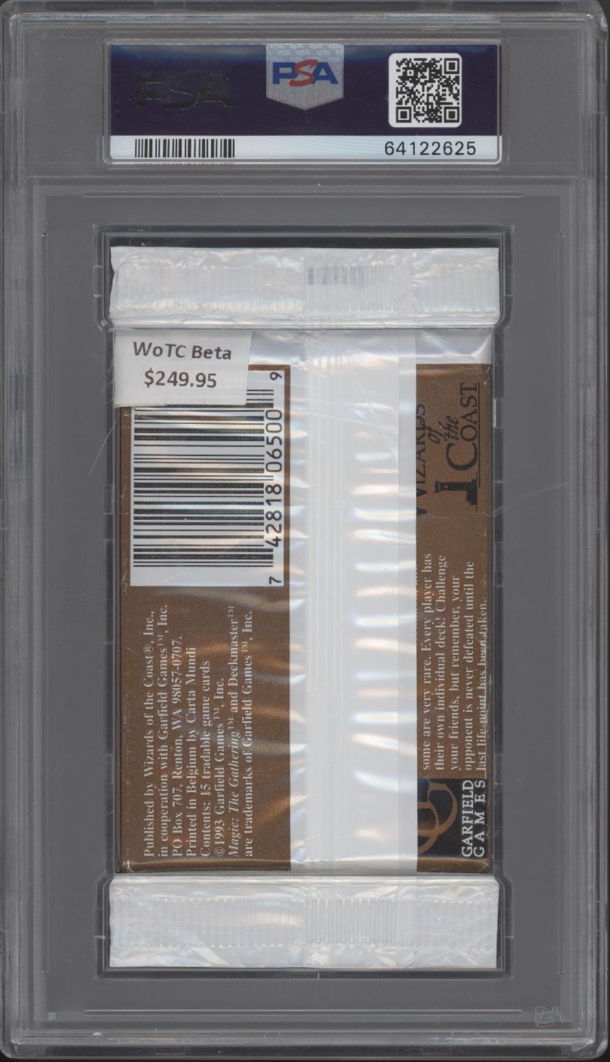 Magic the Gathering Beta Plastic Booster Pack PSA 6