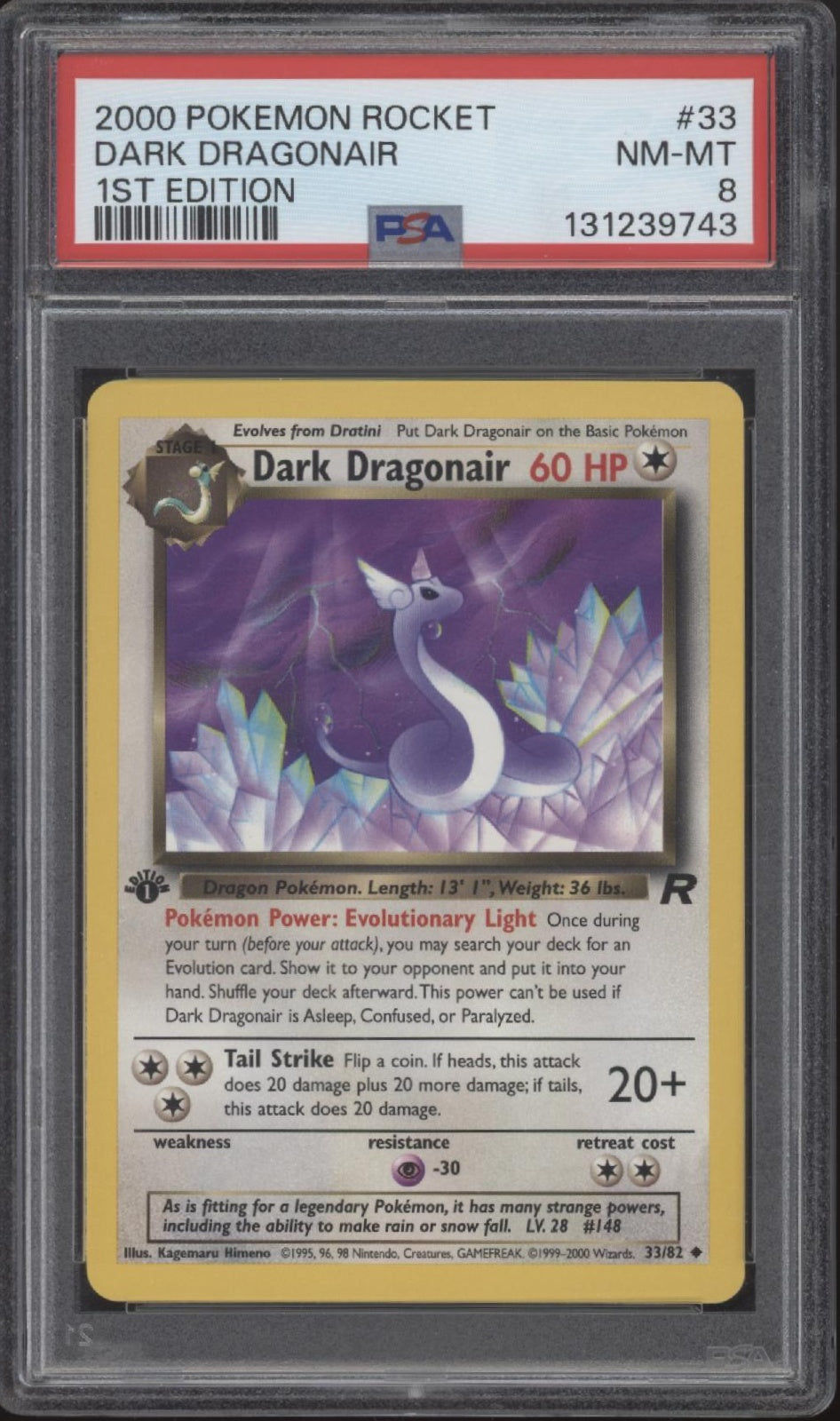 Dark Dragonair Pokemon Team Rocket 1st Edition #33 PSA 8