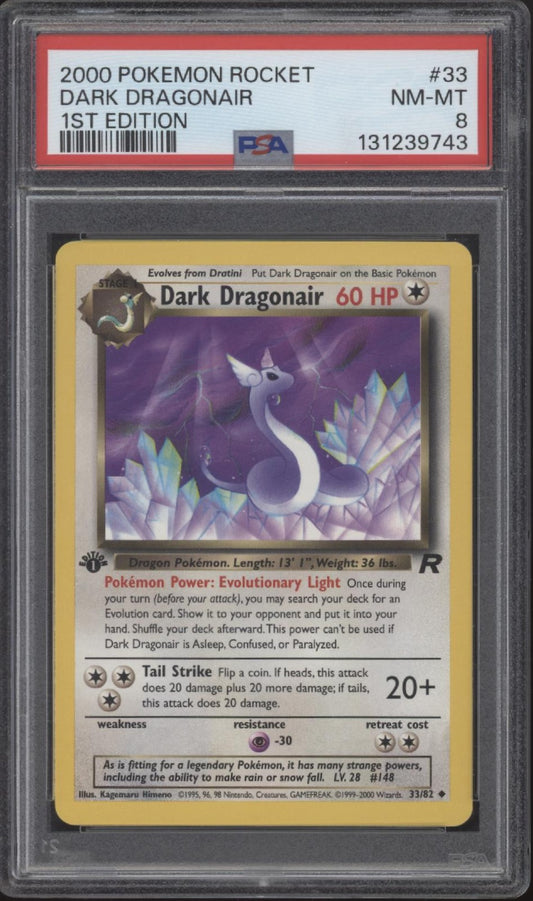 Dark Dragonair Pokemon Team Rocket 1st Edition #33 PSA 8