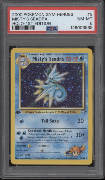 Misty's Seadra Pokemon Gym Heroes Holo 1st Edition #9 PSA 8