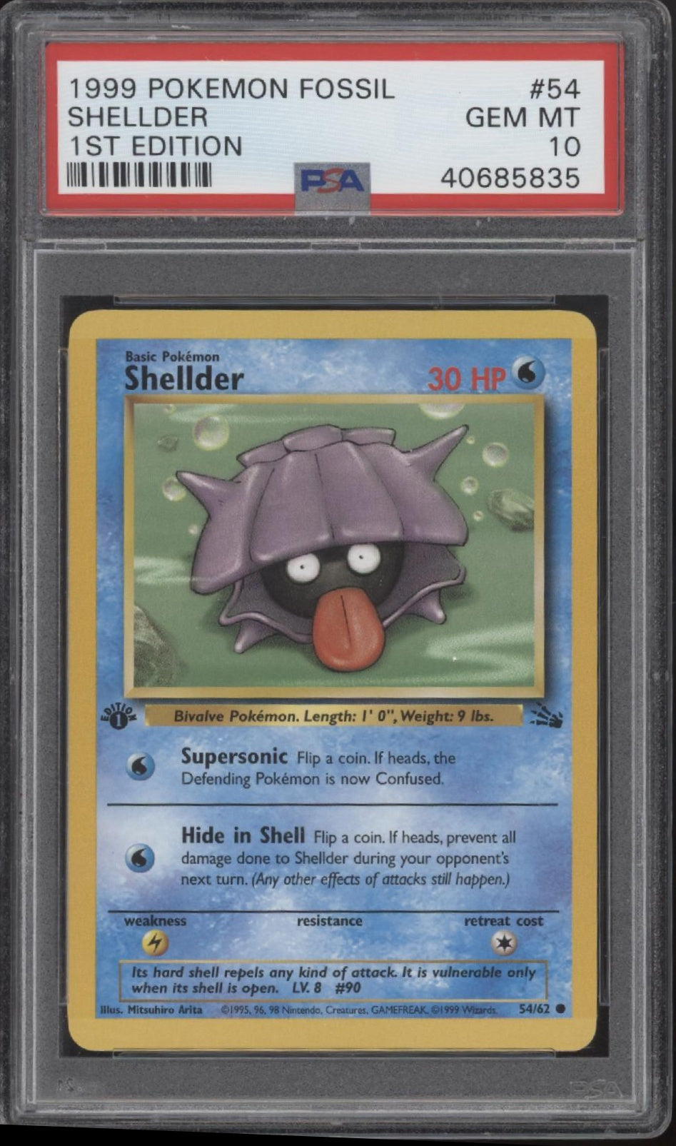 Shellder Pokemon Fossil 1st Edition #54 PSA 10