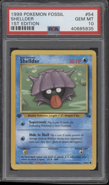 Shellder Pokemon Fossil 1st Edition #54 PSA 10