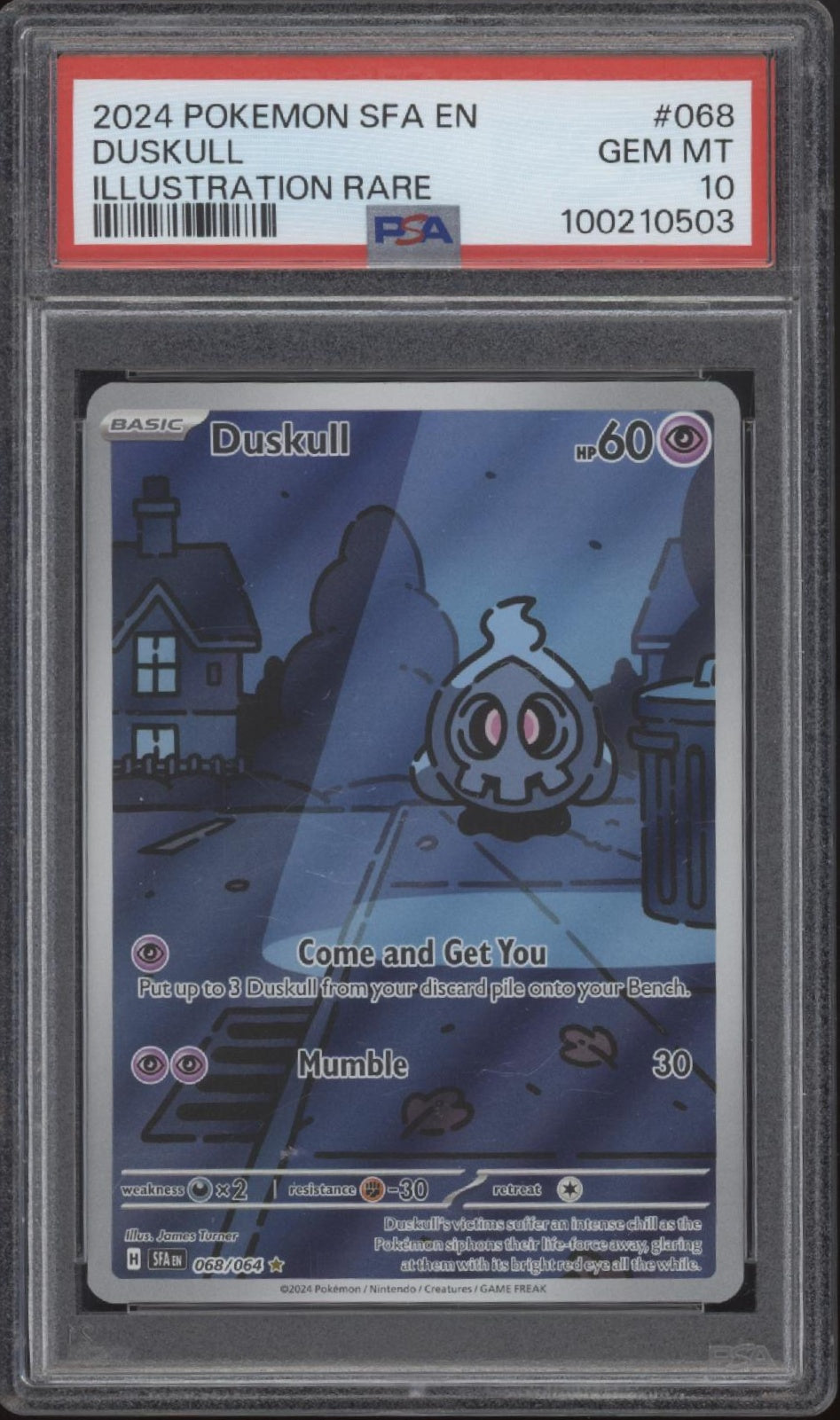 Duskull Pokemon Shrouded Fable Illustration Rare #068 PSA 10