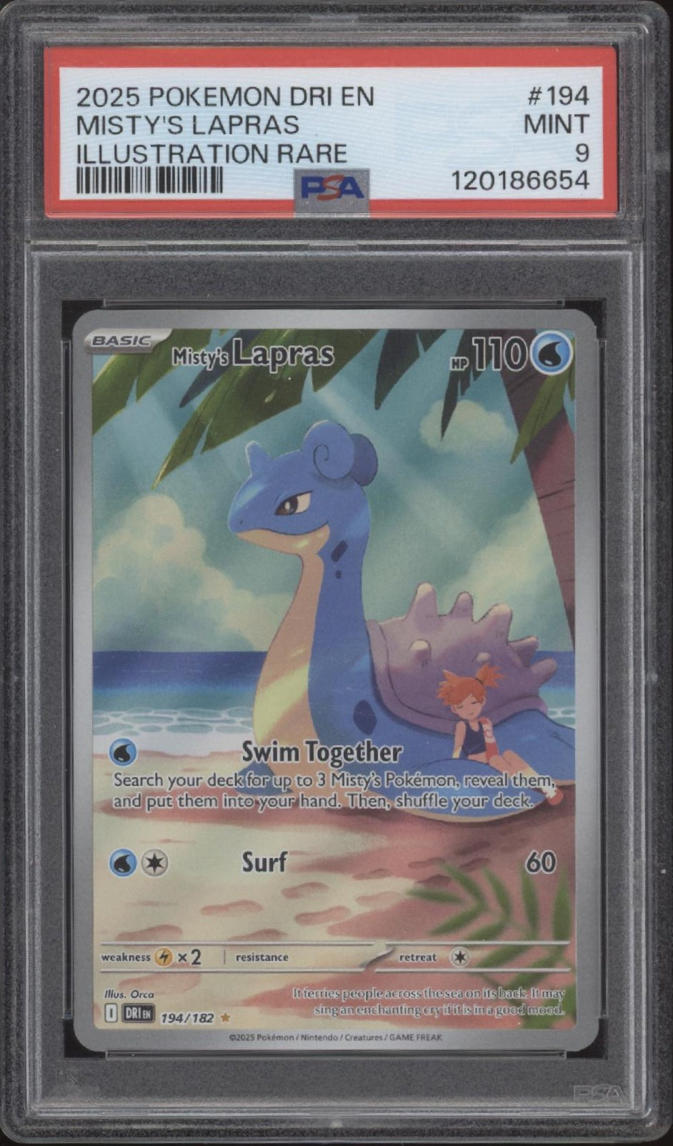 Misty's Lapras Pokemon Destined Rivals Illustration Rare #194 PSA 9