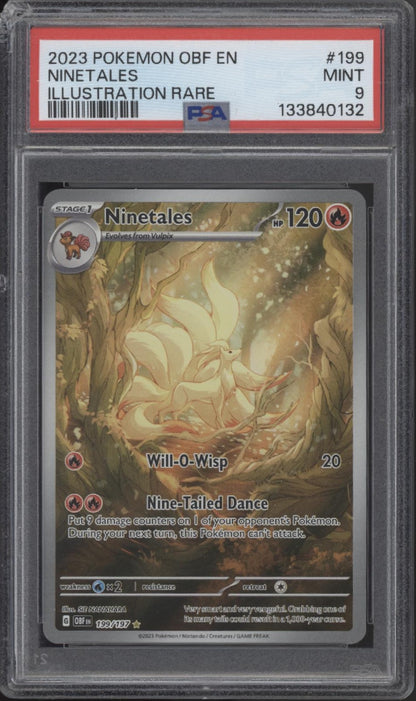 Ninetales Pokemon Obsidian Flames Illustration Rare #199 PSA 9