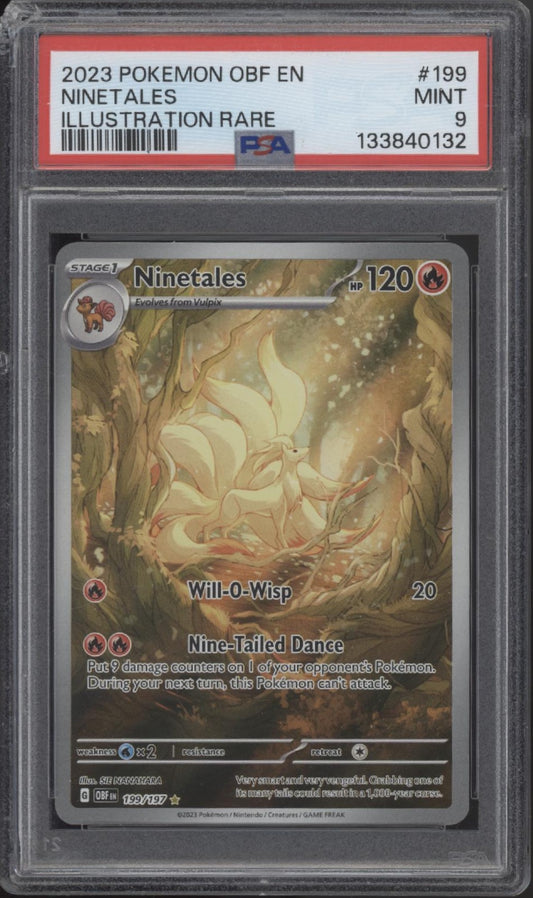 Ninetales Pokemon Obsidian Flames Illustration Rare #199 PSA 9