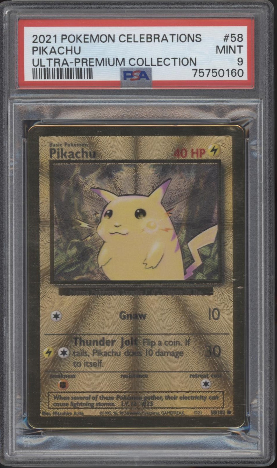 Pikachu Pokemon Celebrations Ultra Premium Collection Metal Card #58 PSA 9