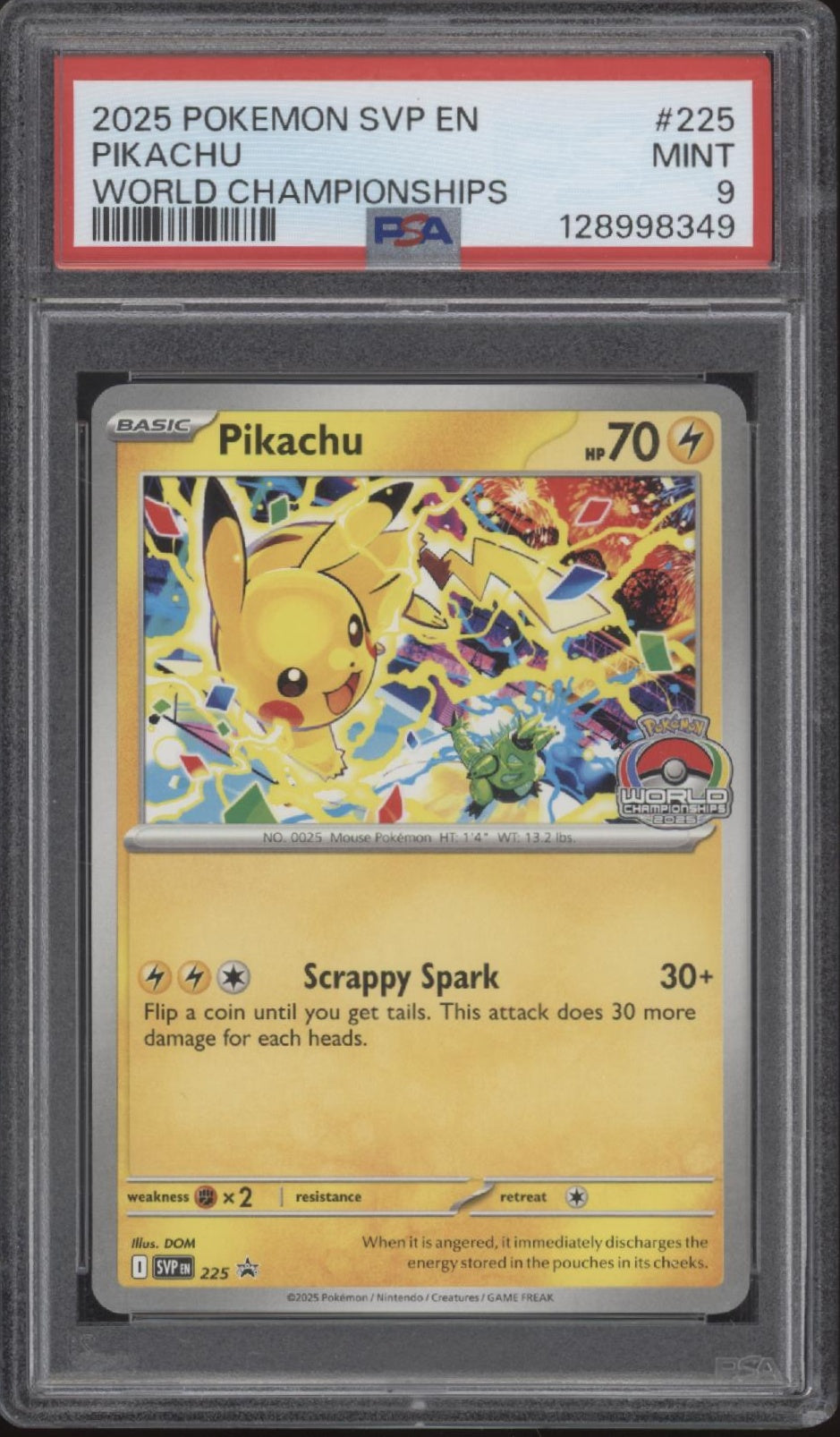 Pikachu Pokemon World Championships #225 PSA 9