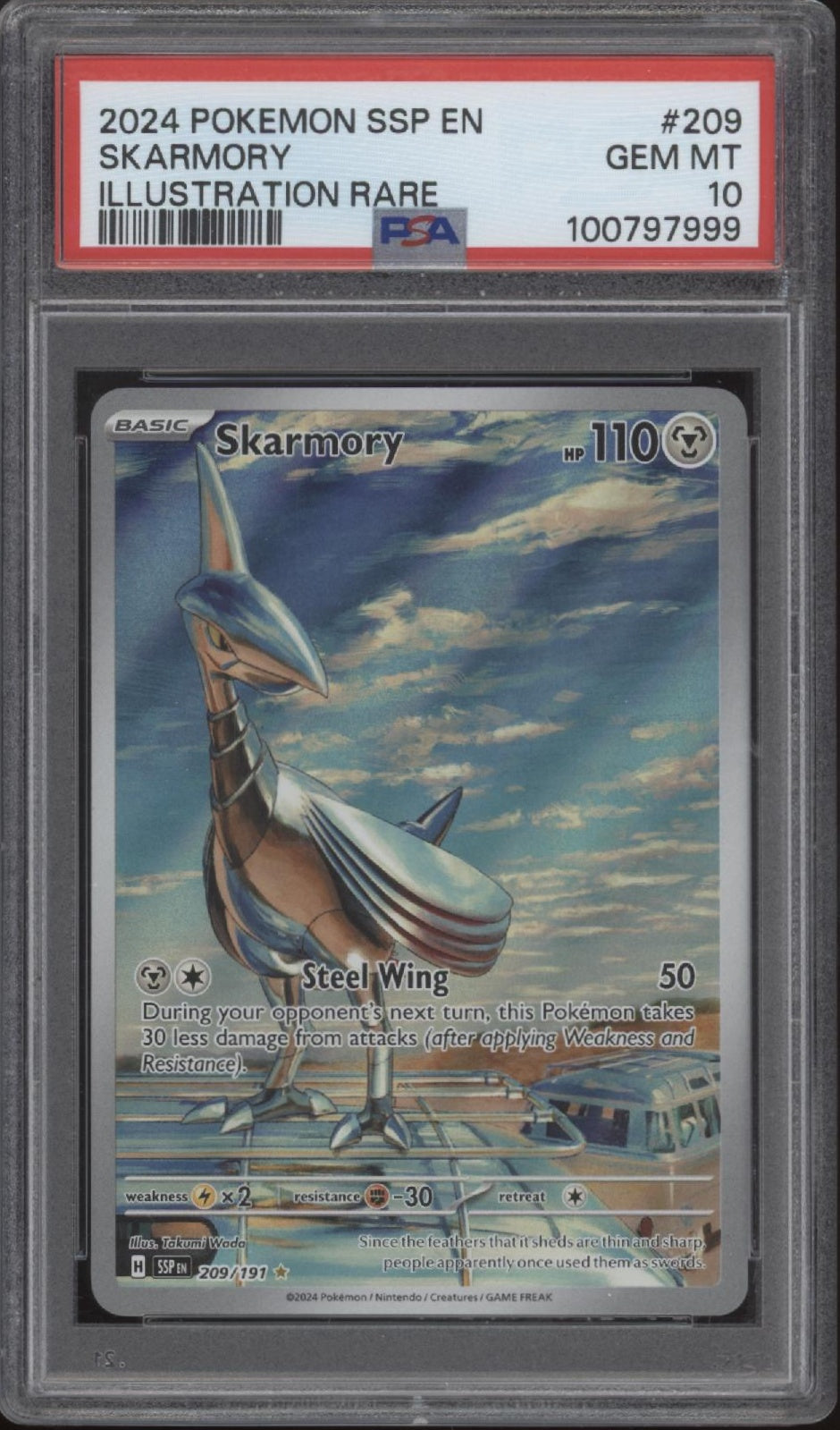 Skarmory Pokemon Surging Sparks Illustration Rare #209 PSA 10
