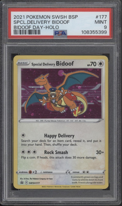 Special Delivery Bidoof Pokemon Bidoof Day Holo #177 PSA 9
