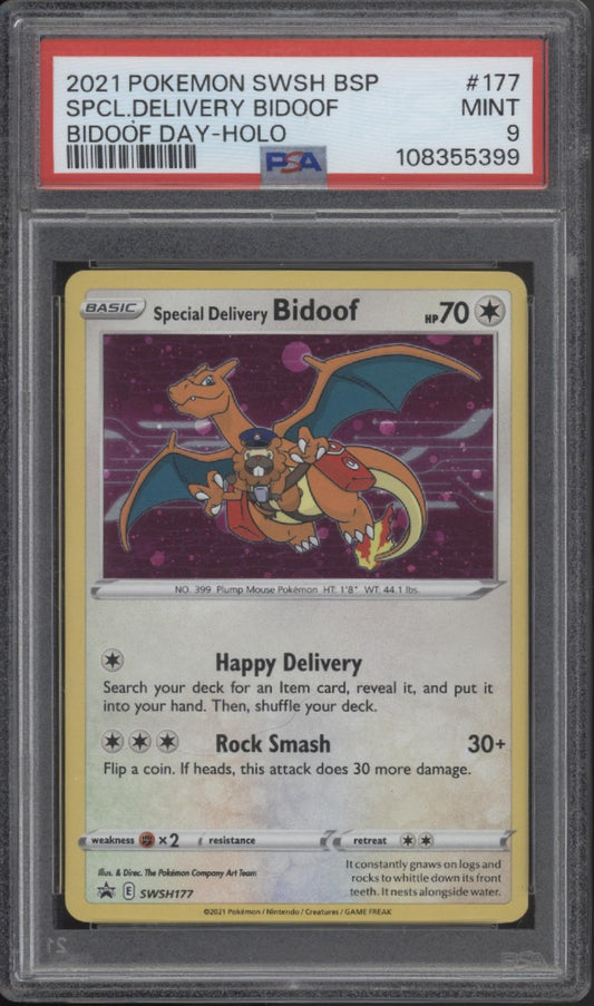 Special Delivery Bidoof Pokemon Bidoof Day Holo #177 PSA 9