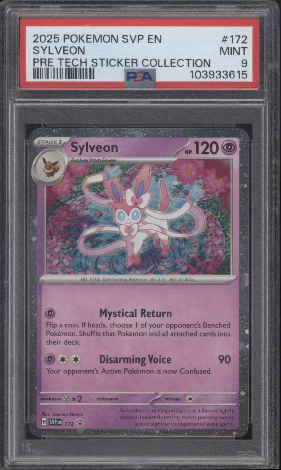 Sylveon Pokemon Pre Tech Sticker Collection #172 PSA 9