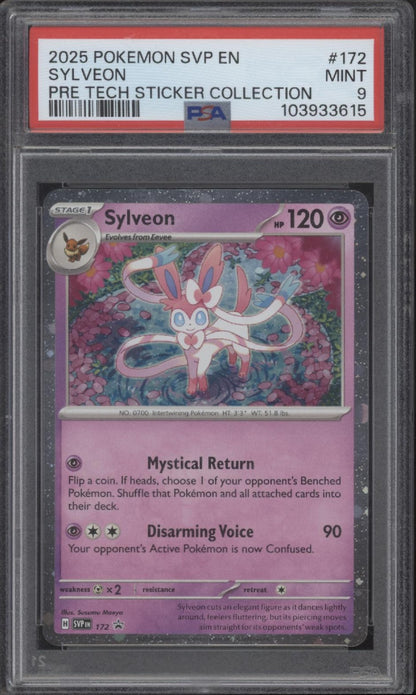 Sylveon Pokemon Pre Tech Sticker Collection #172 PSA 9