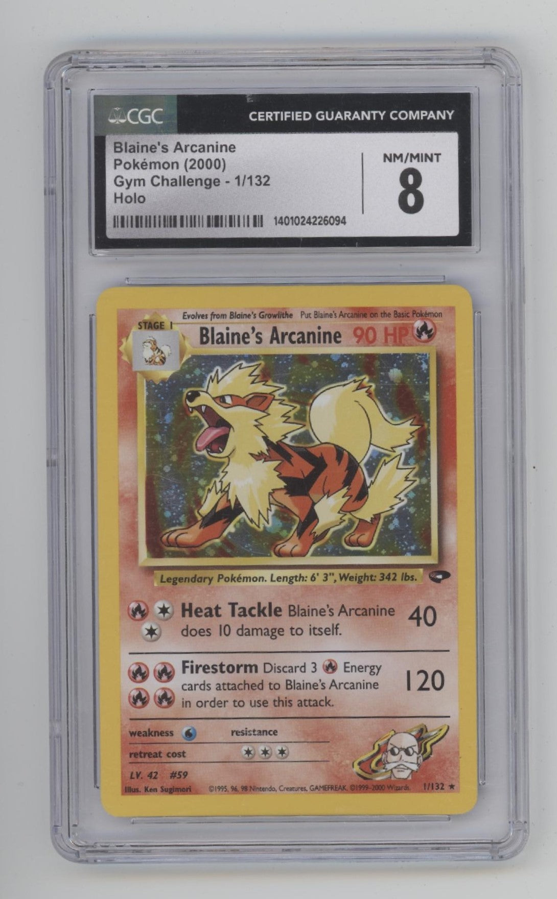 Blaine's Arcanine Pokemon Gym Challenge Holo #1 CGC 8