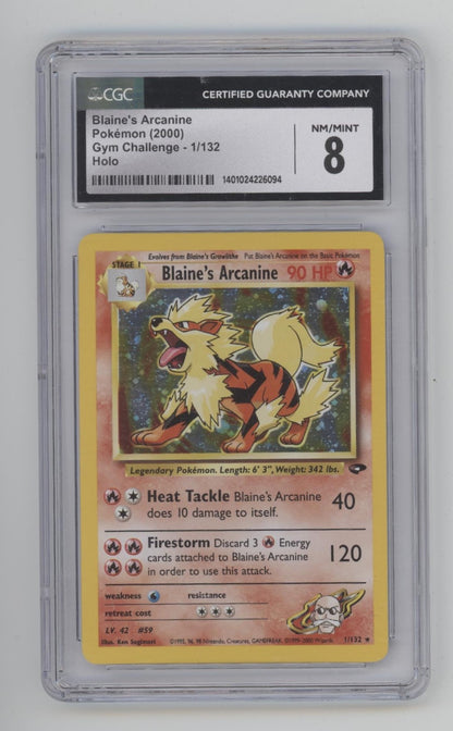 Blaine's Arcanine Pokemon Gym Challenge Holo #1 CGC 8